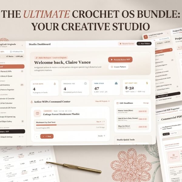 Digital crochet planner app crafting cockpit with voice row counter and project stopwatch