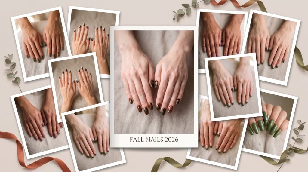 Fall nails 2026 digital lookbook featuring trending autumn manicure designs, espresso tones, and tortoiseshell prints