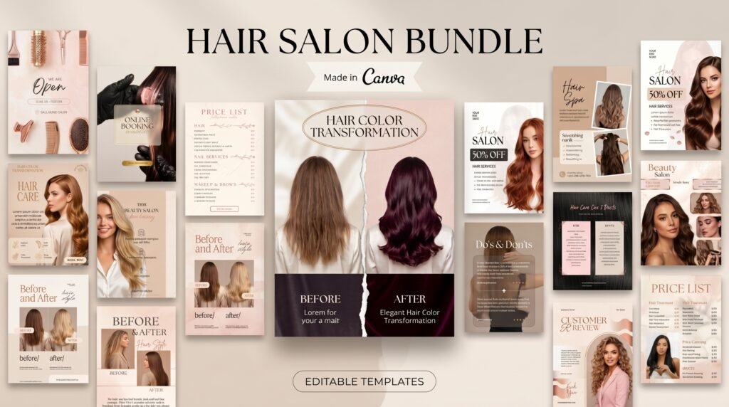 feminine hair salon instagram templates