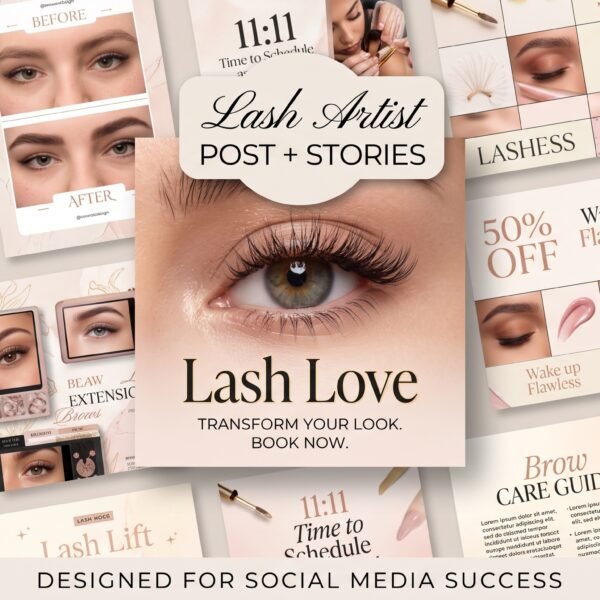 feminine lash artist instagram templates canva mockup preview