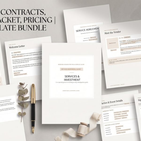 luxury wedding vendor kit template canva mockup preview