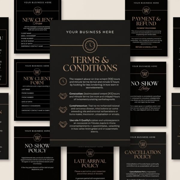 neutral luxury booking policy template canva mockup preview