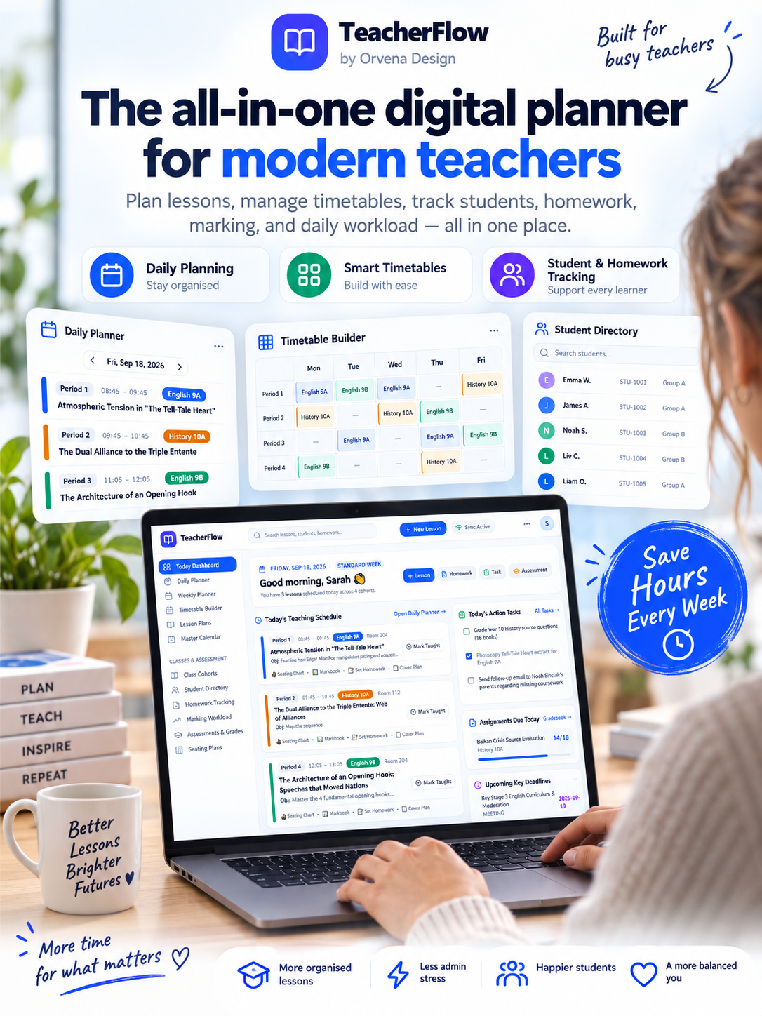 All-in-One Digital Teacher Planner and Timetable Management