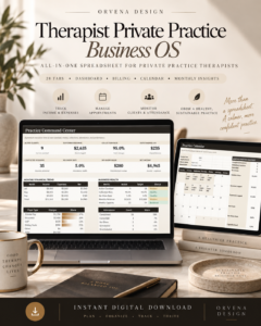 Therapist Private Practice Spreadsheet – Ultimate 28-Tab Business Planner